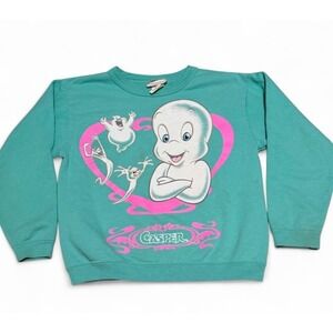 Vintage‎ 1995 Casper The Friendly Ghost Sweatshirt Kids 7/8 Teal USA Made